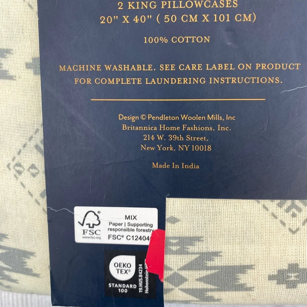 Pendleton Flannel Sheet Set King Ivory Grey Geometric Cotton Cozy Rustic Lodge